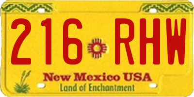 NM license plate 216RHW