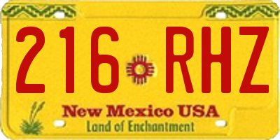 NM license plate 216RHZ