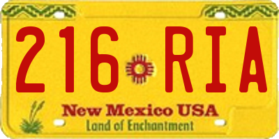 NM license plate 216RIA
