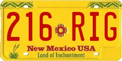 NM license plate 216RIG