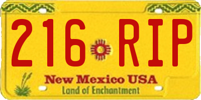 NM license plate 216RIP