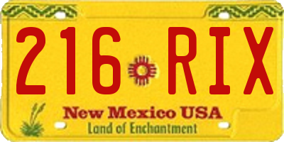 NM license plate 216RIX