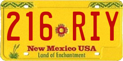 NM license plate 216RIY