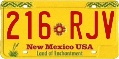 NM license plate 216RJV