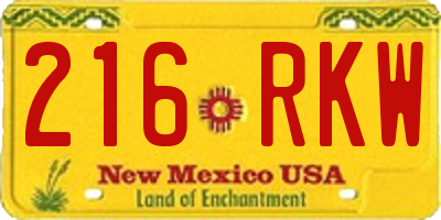 NM license plate 216RKW