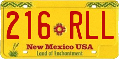 NM license plate 216RLL