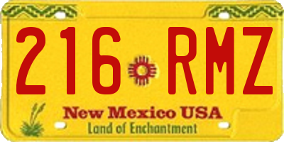 NM license plate 216RMZ