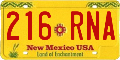 NM license plate 216RNA