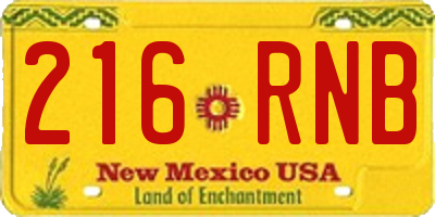 NM license plate 216RNB