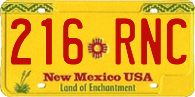 NM license plate 216RNC