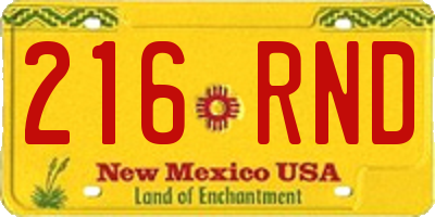 NM license plate 216RND
