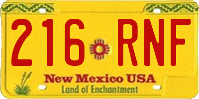 NM license plate 216RNF