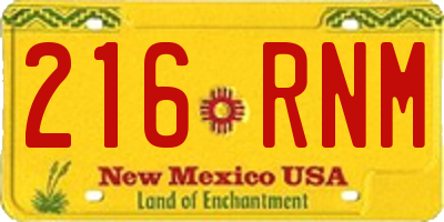 NM license plate 216RNM