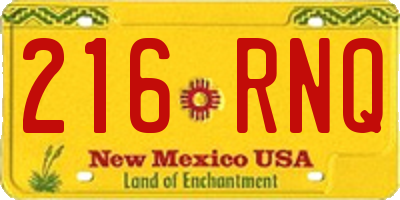 NM license plate 216RNQ