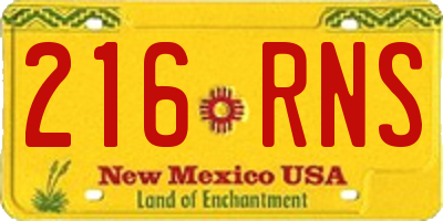 NM license plate 216RNS