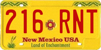 NM license plate 216RNT