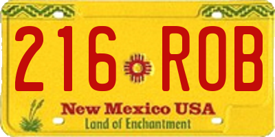 NM license plate 216ROB