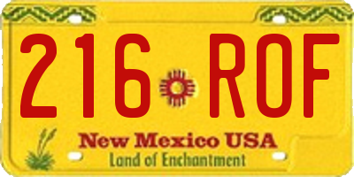 NM license plate 216ROF