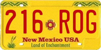 NM license plate 216ROG