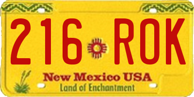 NM license plate 216ROK