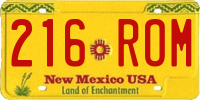 NM license plate 216ROM