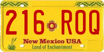 NM license plate 216ROQ