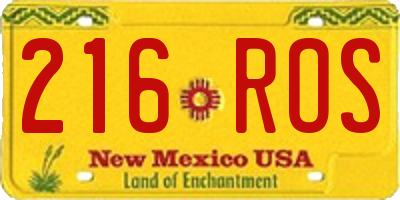 NM license plate 216ROS