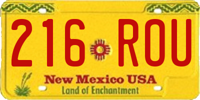NM license plate 216ROU