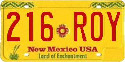 NM license plate 216ROY