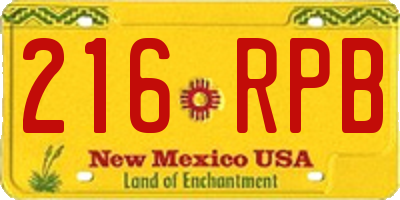 NM license plate 216RPB