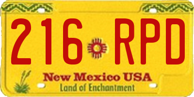NM license plate 216RPD