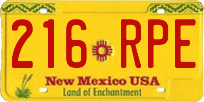 NM license plate 216RPE