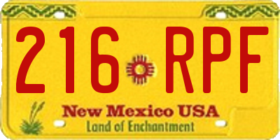 NM license plate 216RPF