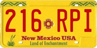 NM license plate 216RPI