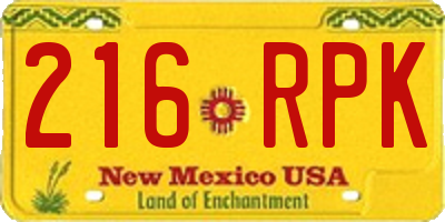 NM license plate 216RPK