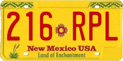 NM license plate 216RPL