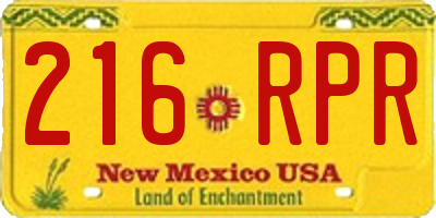 NM license plate 216RPR