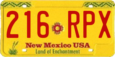 NM license plate 216RPX
