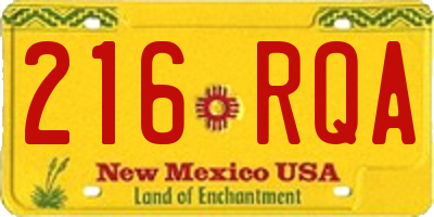NM license plate 216RQA