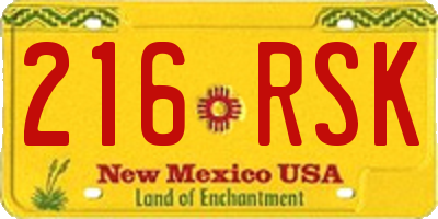 NM license plate 216RSK