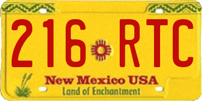 NM license plate 216RTC