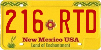 NM license plate 216RTD