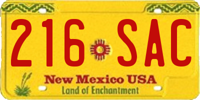 NM license plate 216SAC