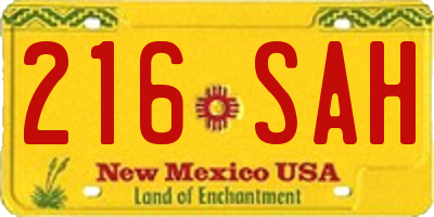 NM license plate 216SAH