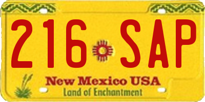 NM license plate 216SAP