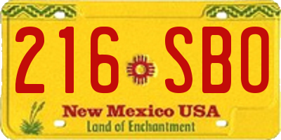 NM license plate 216SBO