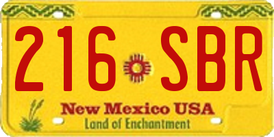 NM license plate 216SBR