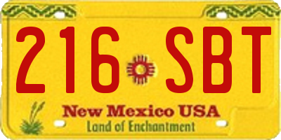 NM license plate 216SBT
