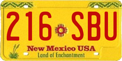 NM license plate 216SBU
