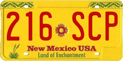 NM license plate 216SCP